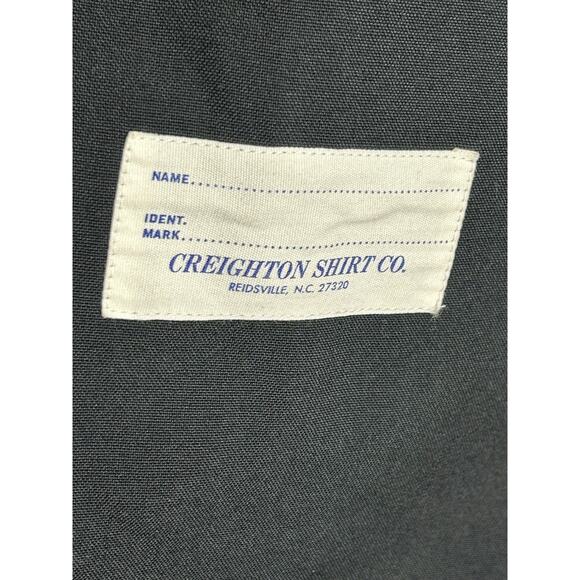 Creighton VTG Shirt Men 16 1/2-32 Black Pockets Navy Logo Minimalist Sturdy - Picture 4 of 9